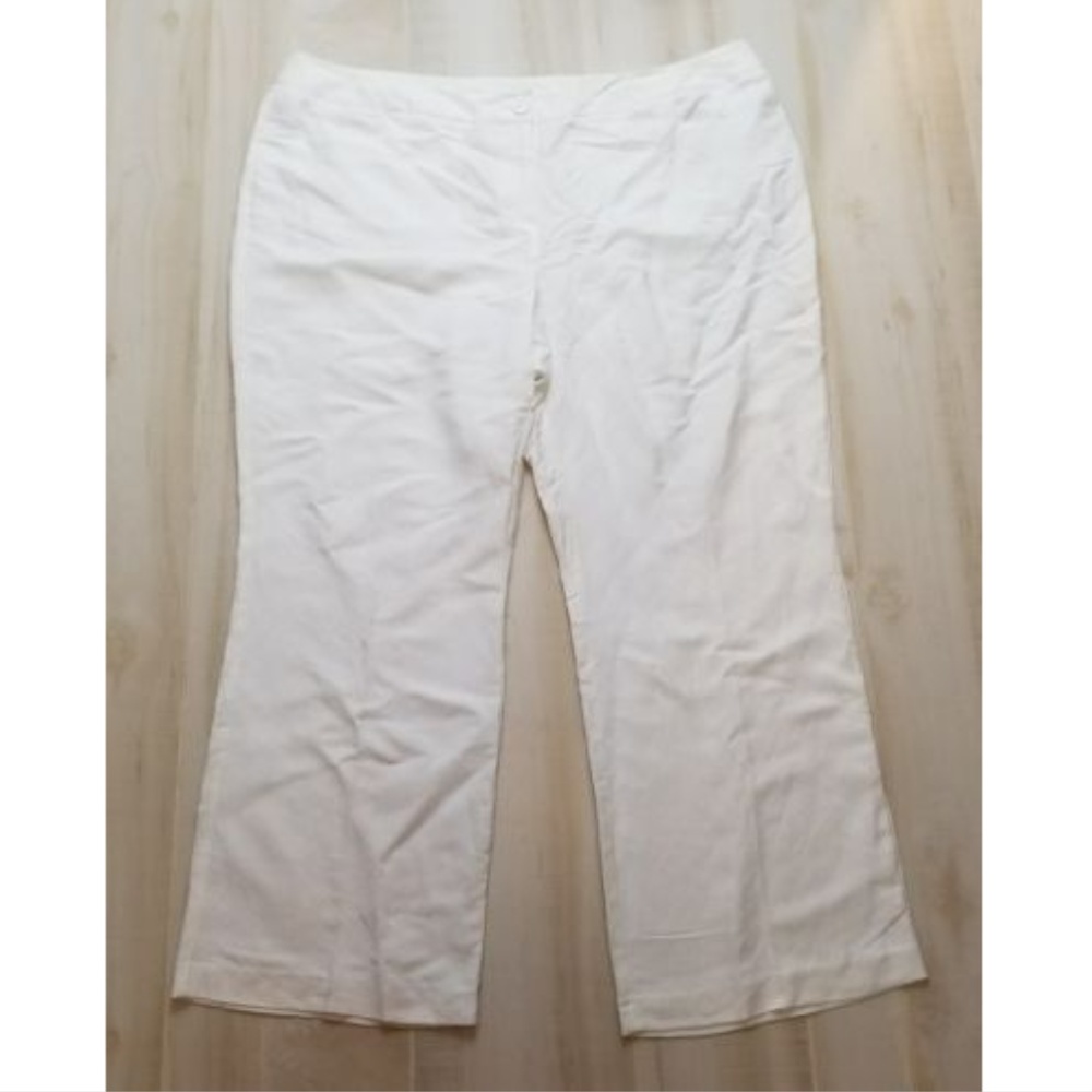Lane Bryant Solid White Casual Linen Blend Pants